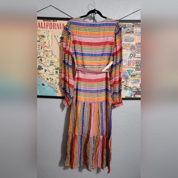 Farm Rio for Anthropologie Multi Color Striped Belted Dress - Picture 3 of 8